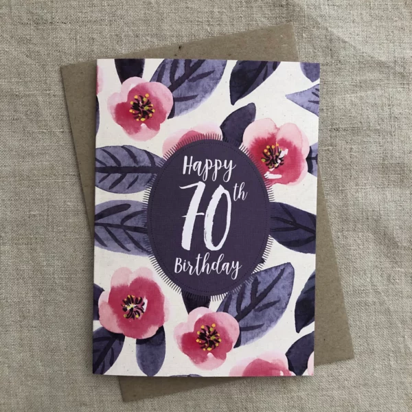 Pink Paddock - Floral 70th Birthday Card