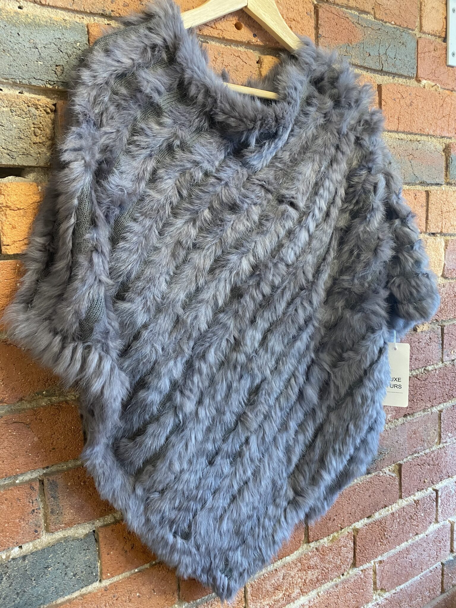 Charcoal Luxe Fur Poncho