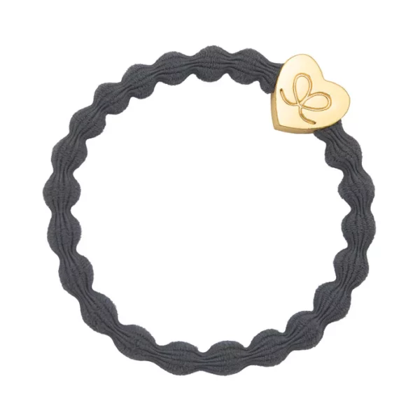 ByEloise - Storm Grey Gold Heart Hair Tie