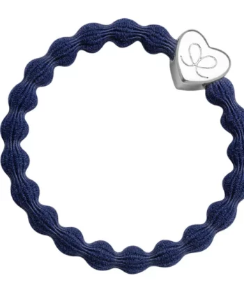 ByEloise - Navy Silver Heart Hair Tie