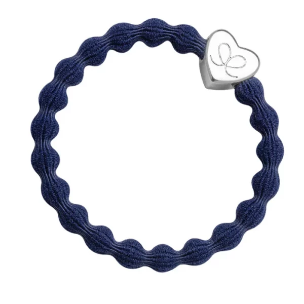 ByEloise - Navy Silver Heart Hair Tie