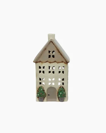 Christmas Stone W/Pots Tea Light House