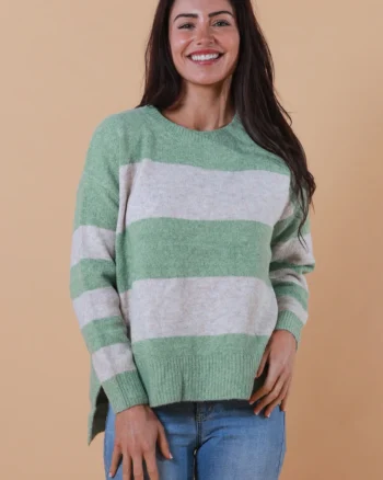 Sage Block Stripe Knit