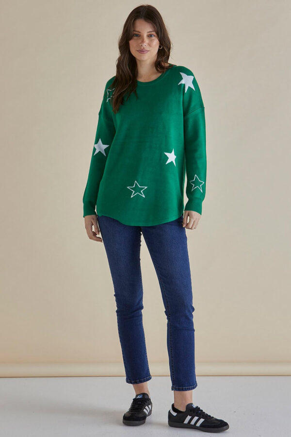 Betty Basics - Green Stars Sophie Knit Jumper - Image 2