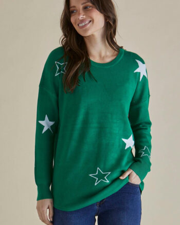 Betty Basics - Green Stars Sophie Knit Jumper