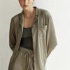 Gingerlilly - Olive Emilia Ribbed Lounge PJ set