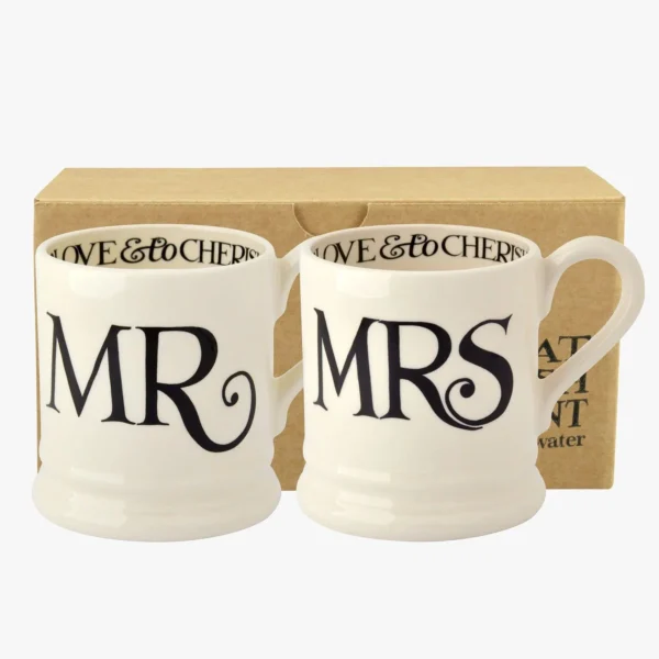Emma Bridgewater – Black Toast Mr & Mrs Mugs Set Of 2