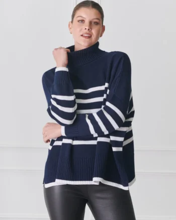 Zjoosh - Navy/White Samantha Striped Knit