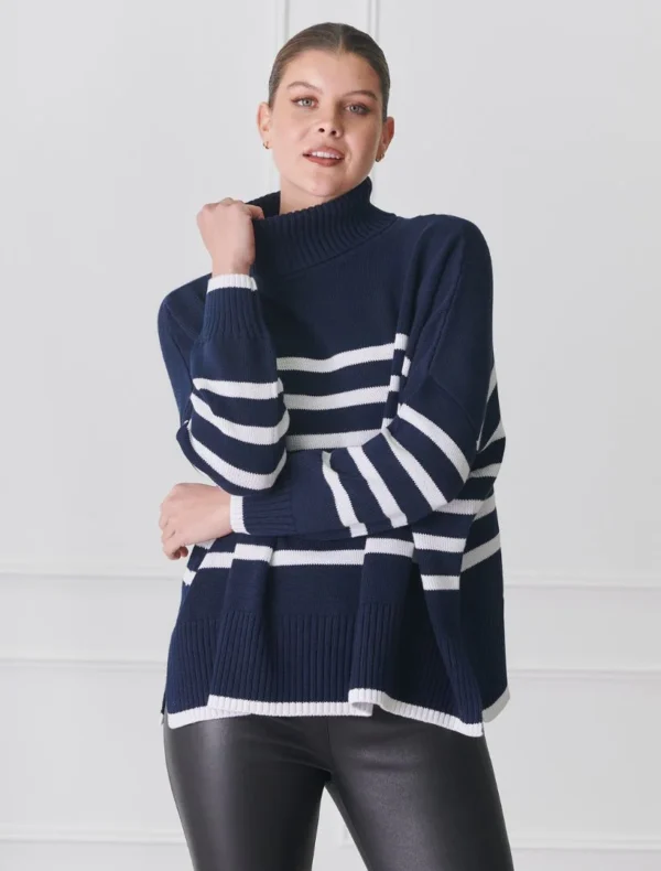 Zjoosh - Navy/White Samantha Striped Knit