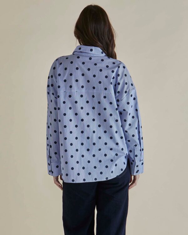 Betty Basics – Polka Dot Stripe Sage Shirt - Image 3