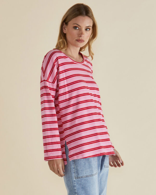Betty Basics - Pink/Red Stripe Taylor Tee - Image 2