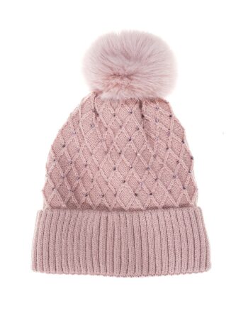Blush Pink Diamante Beanie