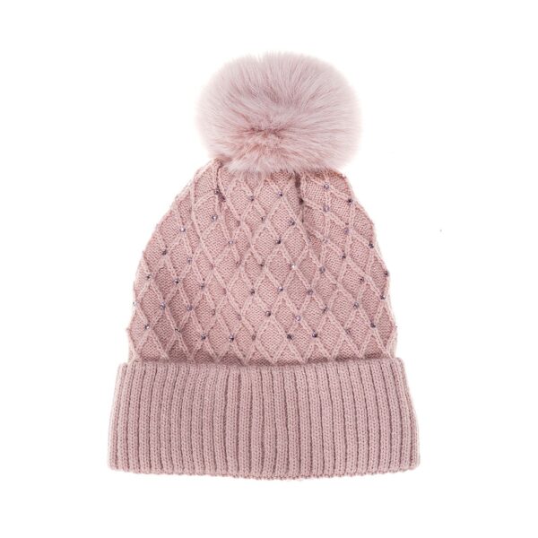 Blush Pink Diamante Beanie