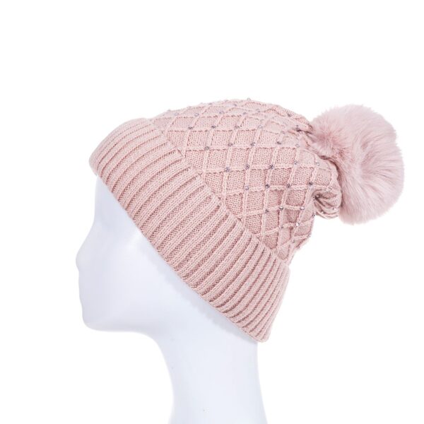 Blush Pink Diamante Beanie - Image 2
