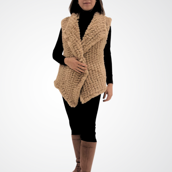 Caramel Faux Fur Vest - Image 3