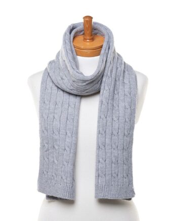 Soft Grey Braid Knit Scarf