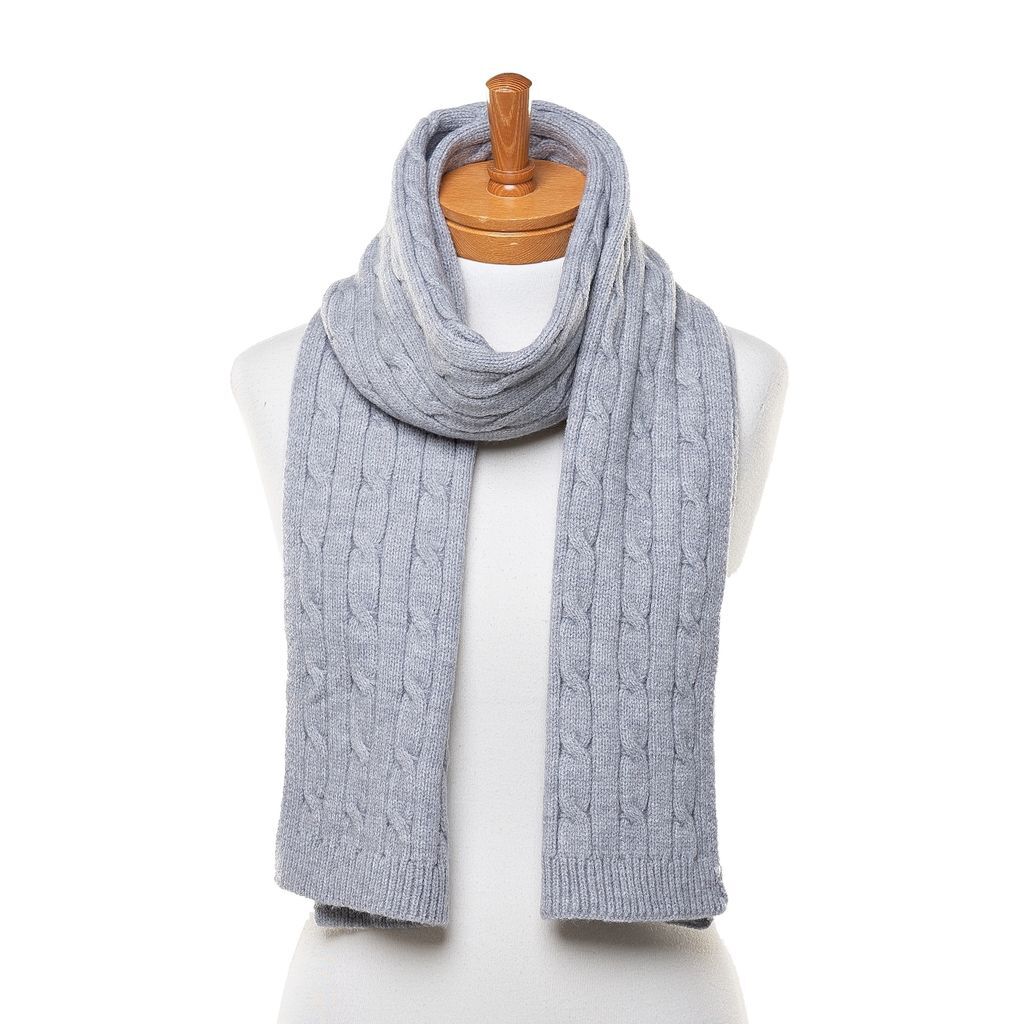 Soft Grey Braid Knit Scarf