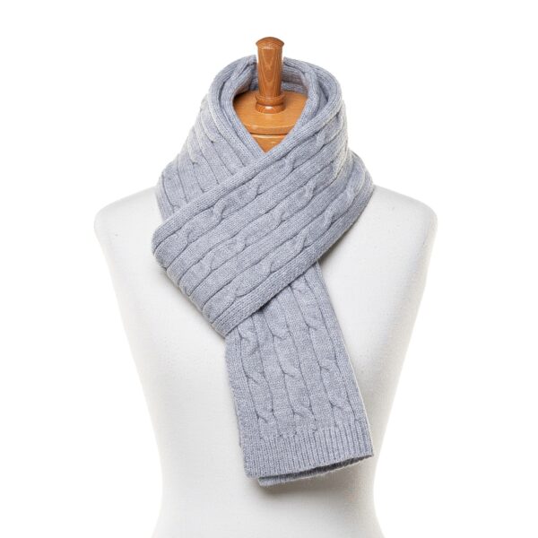 Soft Grey Braid Knit Scarf - Image 2