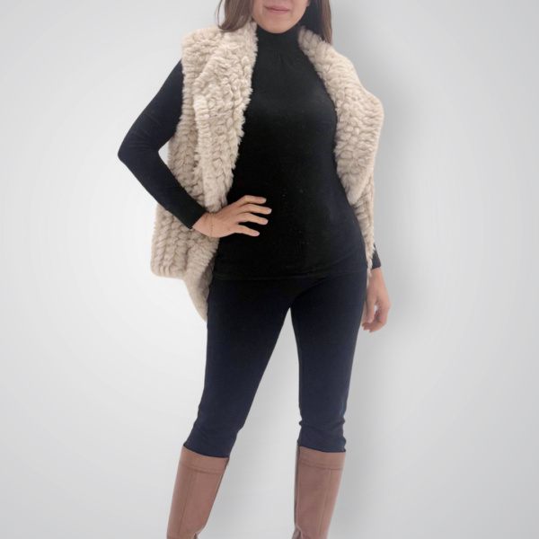 Latte Faux Fur Vest - Image 3