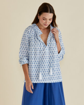 Betty Basics - Blue Lotus Print Charli Blouse