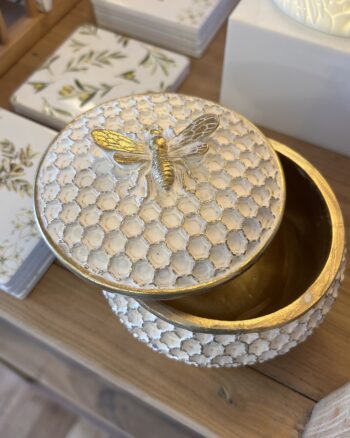 White Wash Bee Trinket Box