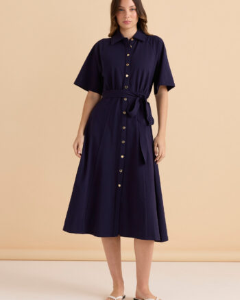 Betty Basics - Navy Rosalie Jersey Shirt Dress