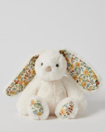 White Floral Bunny Rattle