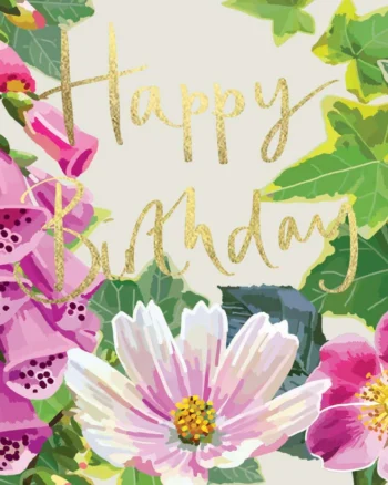 Sarah Kelleher - Happy Birthday Foxglove Card