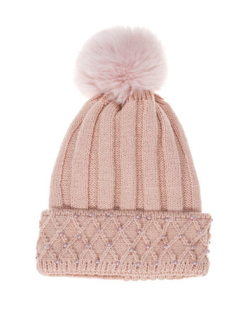 Blush Pearl Pom Pom Beanie