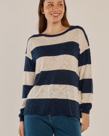 Betty Basics - Ocean Stripe Natasha Knit Top