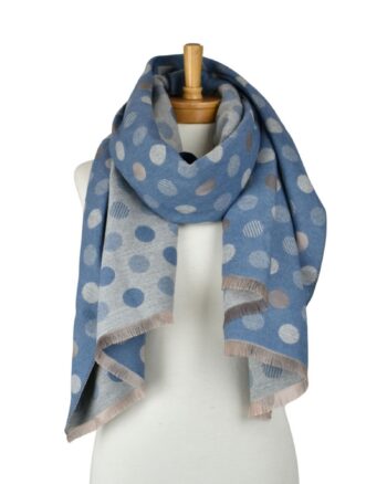 Blue Reversible Polka Dots Scarf