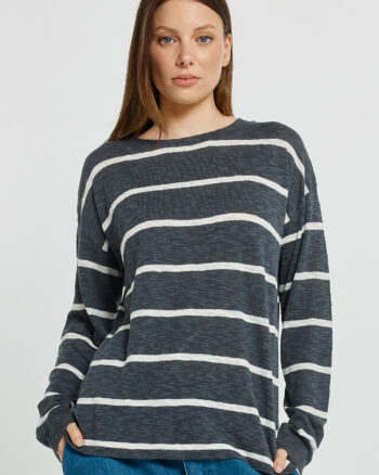 Betty Basics - Charcoal Natasha Stripe Knit