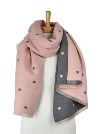 Pink Reversible Petite Hearts Scarf