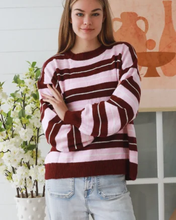 Pink/Wine Wool Blend Knit
